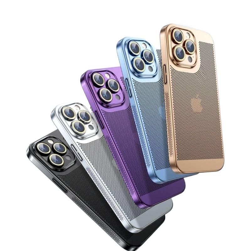غطاء واقي | مقاوم للصدمات لـ iPhone 14 / 14 Plus / 14 Pro / 14 Pro Max | وردي | PC | طلاء كهربائي كامل | شبكة تبديد الحرارة - Image 2