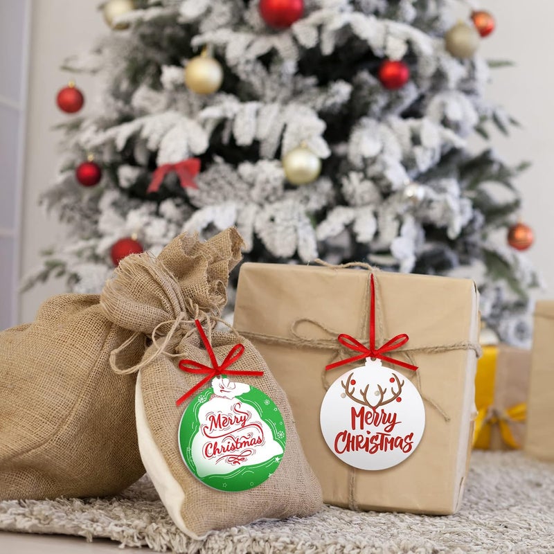 Queekay 25 Pieces White Round Acrylic Christmas Ornament Acrylic Christmas DIY White Blank Christmas Acrylic Hanging Decor with Red Ribbon for Xmas Tree Decoration Supplies DIY Crafts - Image 5