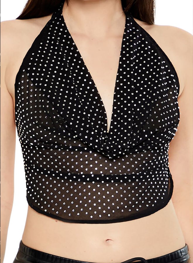 FOREVER 21 Chiffon Rhinestone Halter Top - Image 3