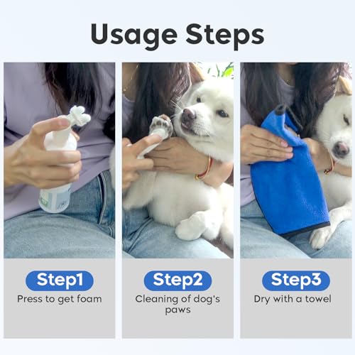 Leopong Dog Paw Cleaner,Dog Paw Wash Care for Dogs Large Medium Small XL Breed,2 Pack Waterless Foam with Silicone Scrubber, Dogs Cats Feet Paw Cleaner - Image 5