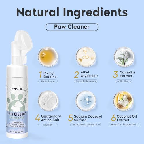 Leopong Dog Paw Cleaner,Dog Paw Wash Care for Dogs Large Medium Small XL Breed,2 Pack Waterless Foam with Silicone Scrubber, Dogs Cats Feet Paw Cleaner - Image 2