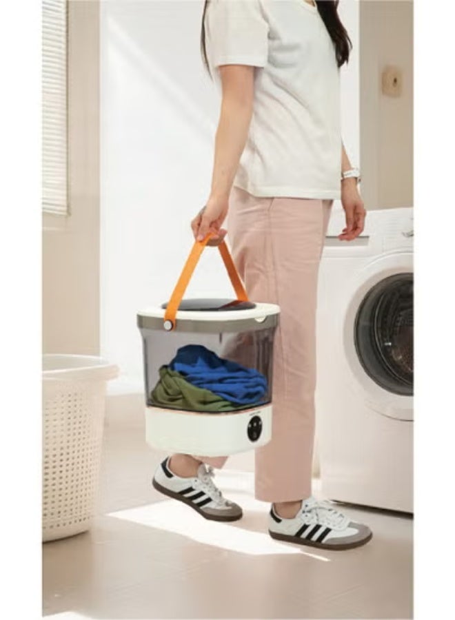 GREEN LION Portable & Foldable 12L Mini Washing Machine with 3 Working Modes & Anti-Bacterial Blue Light / 36W Power / Detachable Basket / Smart Drainage / Anti-Slip Base / Quiet Operation / Clear Tub Design - White - Image 2