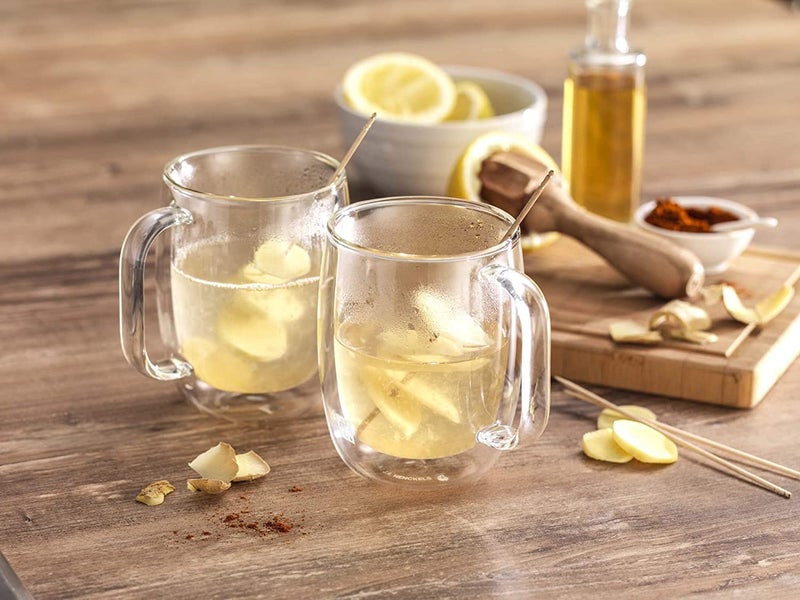 we3 Double Wall Thermal Insulated Glass Mug with Handle | 250 ml | Borosilicate Stackable Cup with Bamboo Lid | for Tea Coffee Espresso Latte | Pack of 1 - Image 4