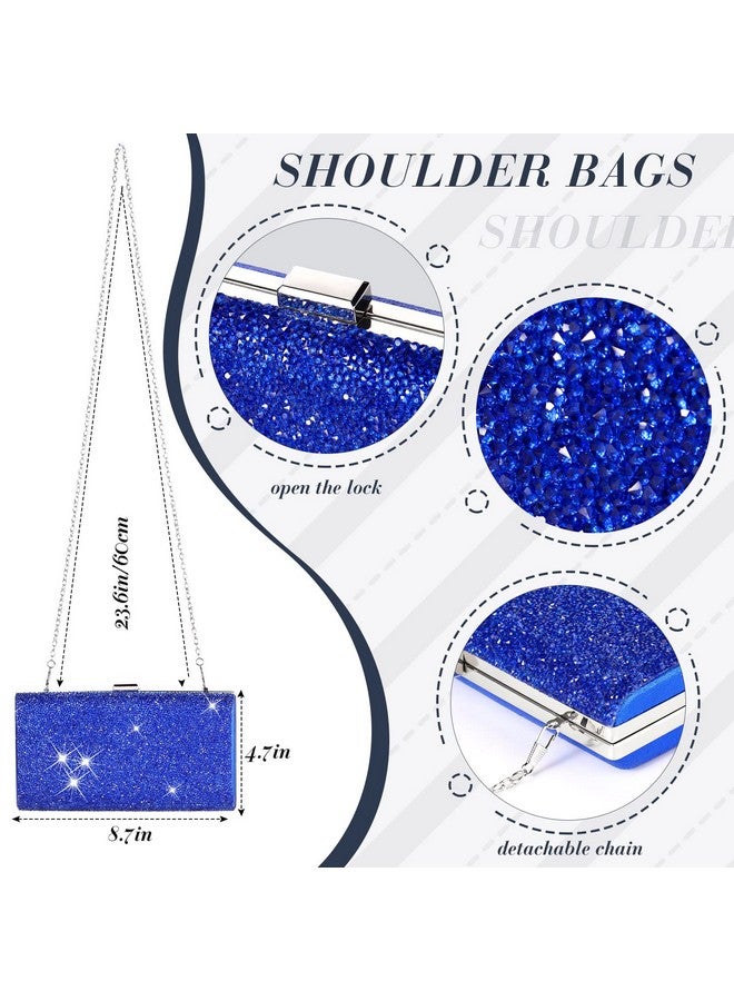 Jadive 4 Pcs Women Rhinestone Evening Clutch Purses Bridal Wedding Choker Bracelet Glitter Bag Handbag For Party(Sapphire Blue)  - Image 3