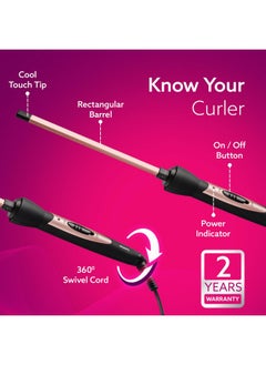 AGARO Hc9007 Hair Curler With 7 Mm Barrel Rod Tong Chopstick Rectangular Hair Curler Ceramic Coated Plates Cool Touch Tip Fast Heating For Men Women Maggie Curl Styling Rose Gold & Black  - Image 5
