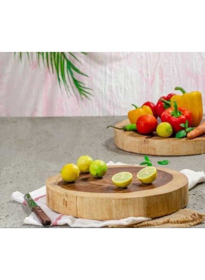 HyahWood Small Round Natural Bark Serving and Cutting Board  - Image 2