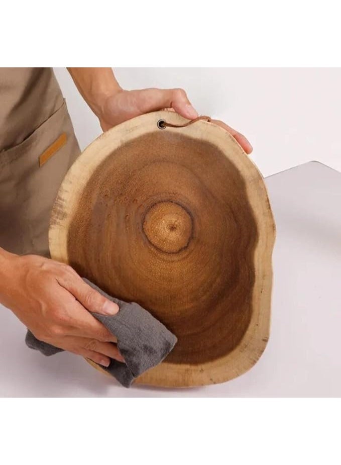 HyahWood Small Round Natural Bark Serving and Cutting Board  - Image 4