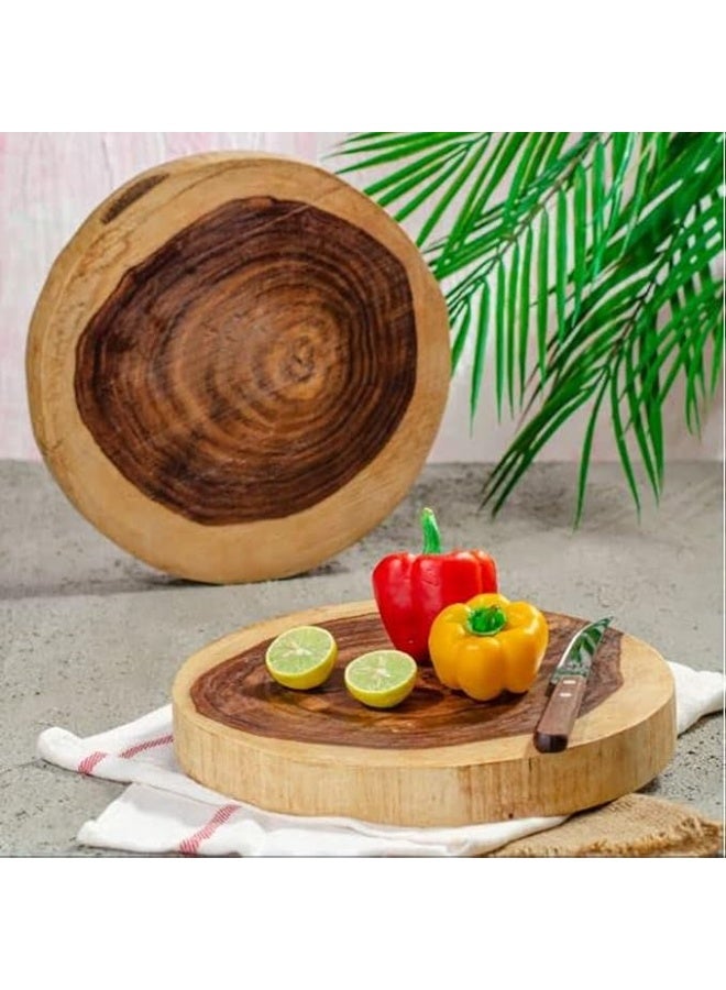 HyahWood Small Round Natural Bark Serving and Cutting Board  - Image 1