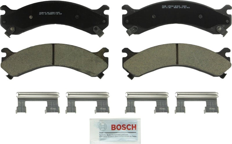 BOSCH BC909 QuietCast Premium Ceramic Disc Brake Pad Set for Chevrolet Silverado and GMC Sierra - Rear