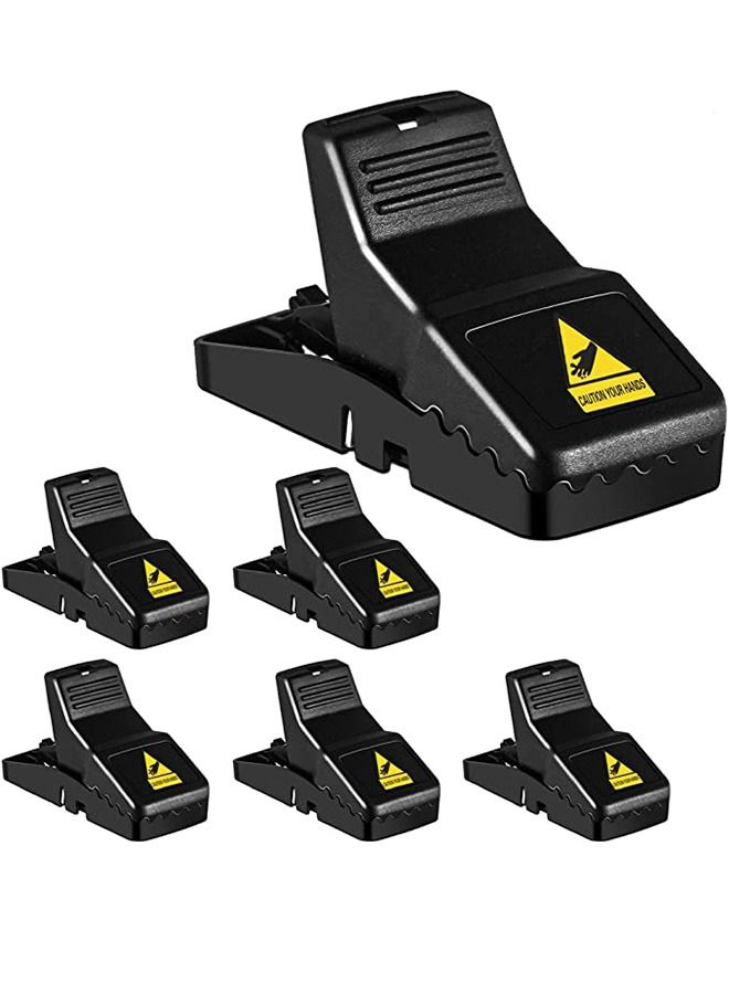 6 Pcs Indoor Mouse Traps Mouse clip, reusable portable Spring design Food Lures Mice Traps, Plastic Small Traps Mousetrap for Warehouse Garden Kitchen (Black)