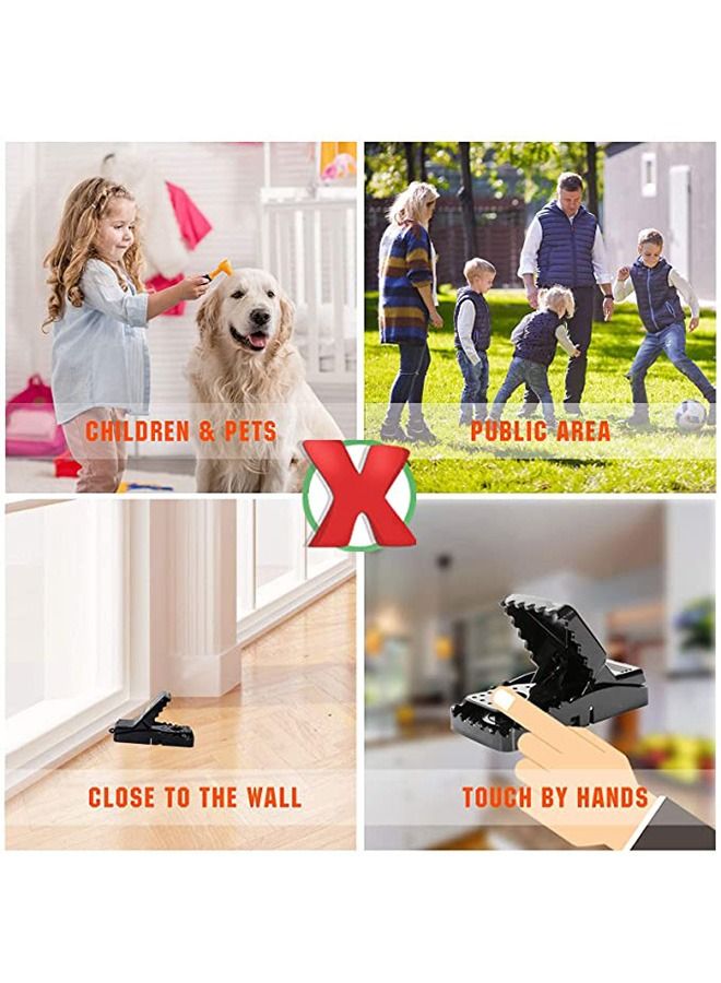 6 Pcs Indoor Mouse Traps Mouse clip, reusable portable Spring design Food Lures Mice Traps, Plastic Small Traps Mousetrap for Warehouse Garden Kitchen (Black)