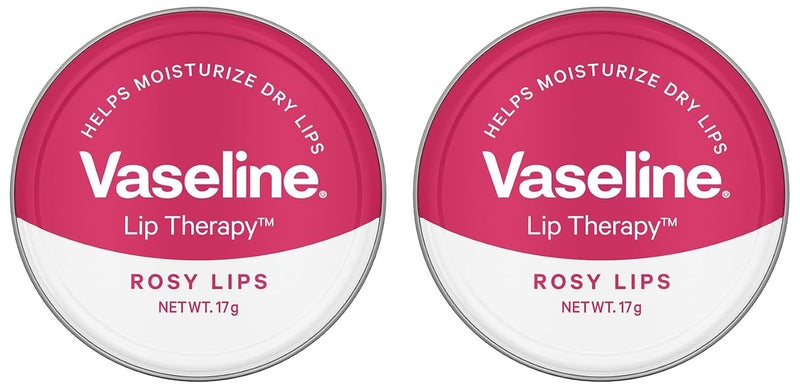 Vaseline Vaseline Lip Tins Rosy Lips 17 g Provides Hydration Sheer Pink Tint Glossy Shine Pack of 2 - Image 1