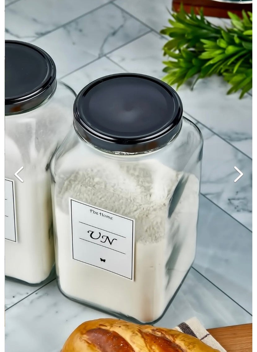 Fbz Home 2-Piece Decorative Kitchen Organizer 3000 ml Flour & Salt Jar Labeled Glass Storage Container  - Image 1