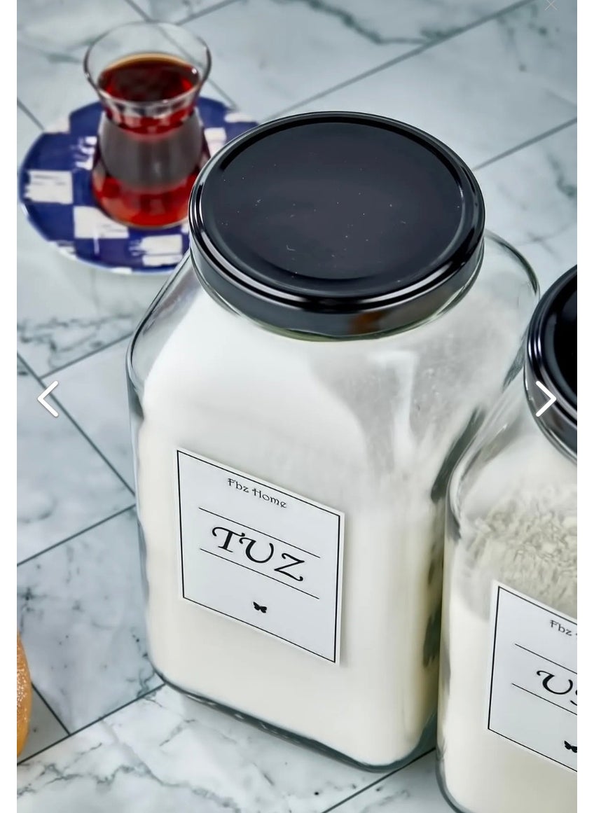 Fbz Home 2-Piece Decorative Kitchen Organizer 3000 ml Flour & Salt Jar Labeled Glass Storage Container  - Image 3