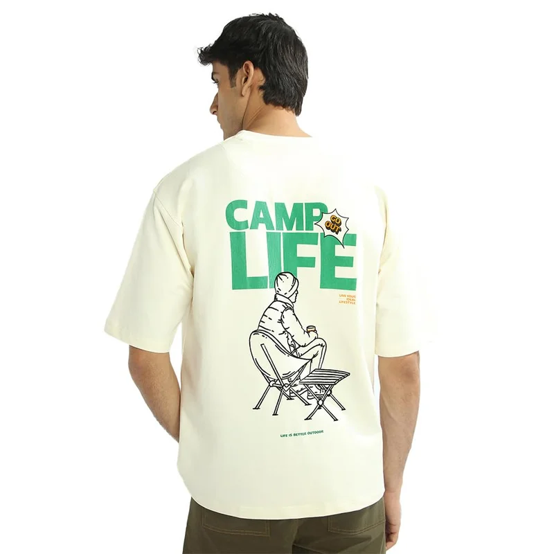 NOBERO Men's Cream Camp Life T-Shirt