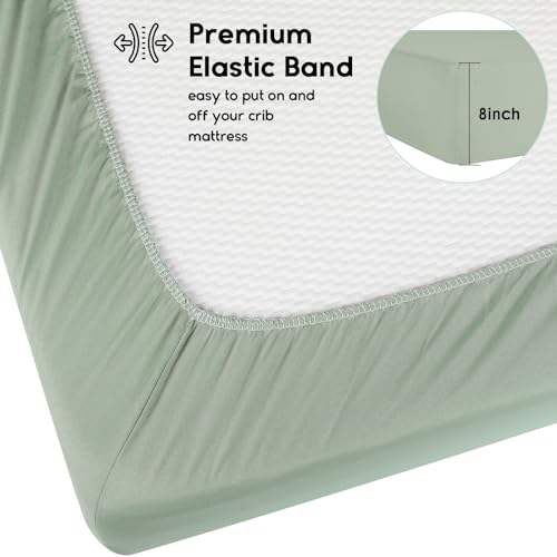 Yoofoss Baby Crib Sheets for Boys Girls, Fitted Crib Sheet 2 Pack for Standard Crib and Toddler Mattress, Super Soft Microfiber Baby Sheet 28x52x8in Green + Banana Leaves - Image 3