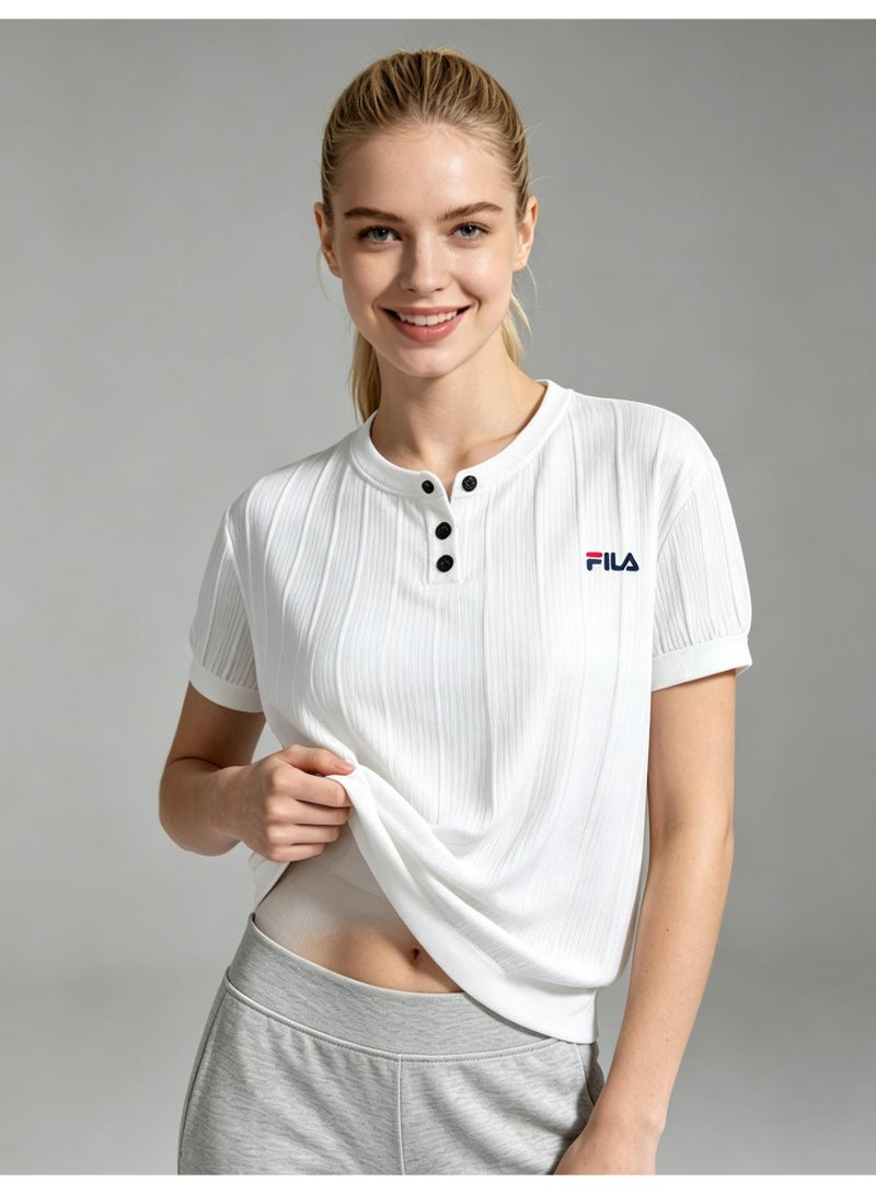 فيلا FILA Men's and women's knitted short-sleeved T-shirts - Image 3