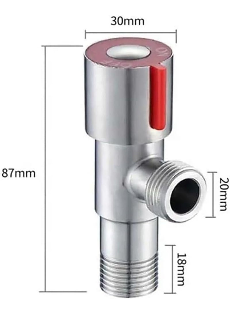 Rubik صمام زاوية، خيط G1/2، صمام تحكم في تدفق المياه من الفولاذ المقاوم للصدأ SUS304 لصنبور حوض المطبخ، مرحاض الحمام (2، فضي/أحمر) - Image 3