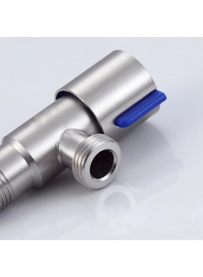 Rubik صمام زاوية، خيط G1/2، صمام تحكم في تدفق المياه من الفولاذ المقاوم للصدأ SUS304 لصنبور حوض المطبخ، مرحاض الحمام (2، فضي/أحمر) - Image 4