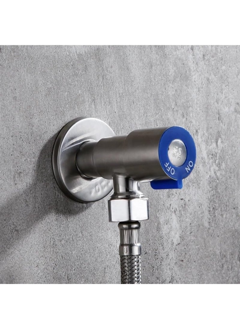 Rubik صمام زاوية، خيط G1/2، صمام تحكم في تدفق المياه من الفولاذ المقاوم للصدأ SUS304 لصنبور حوض المطبخ، مرحاض الحمام (2، فضي/أحمر) - Image 2