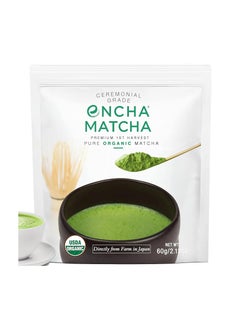 Encha Ceremonial Grade Matcha Powder - First Harvest Organic Japanese Matcha Green Tea Powder, From Uji, Japan (60g/2.12oz)