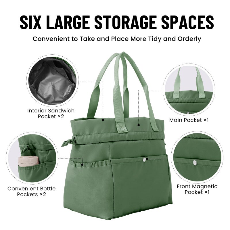 MEXS Lunch Bag for Women Reusable Drawstring Insulated Lunch Box Stain-Resistant Large Cinch Closure Lunch Bags for Work Office - Image 3
