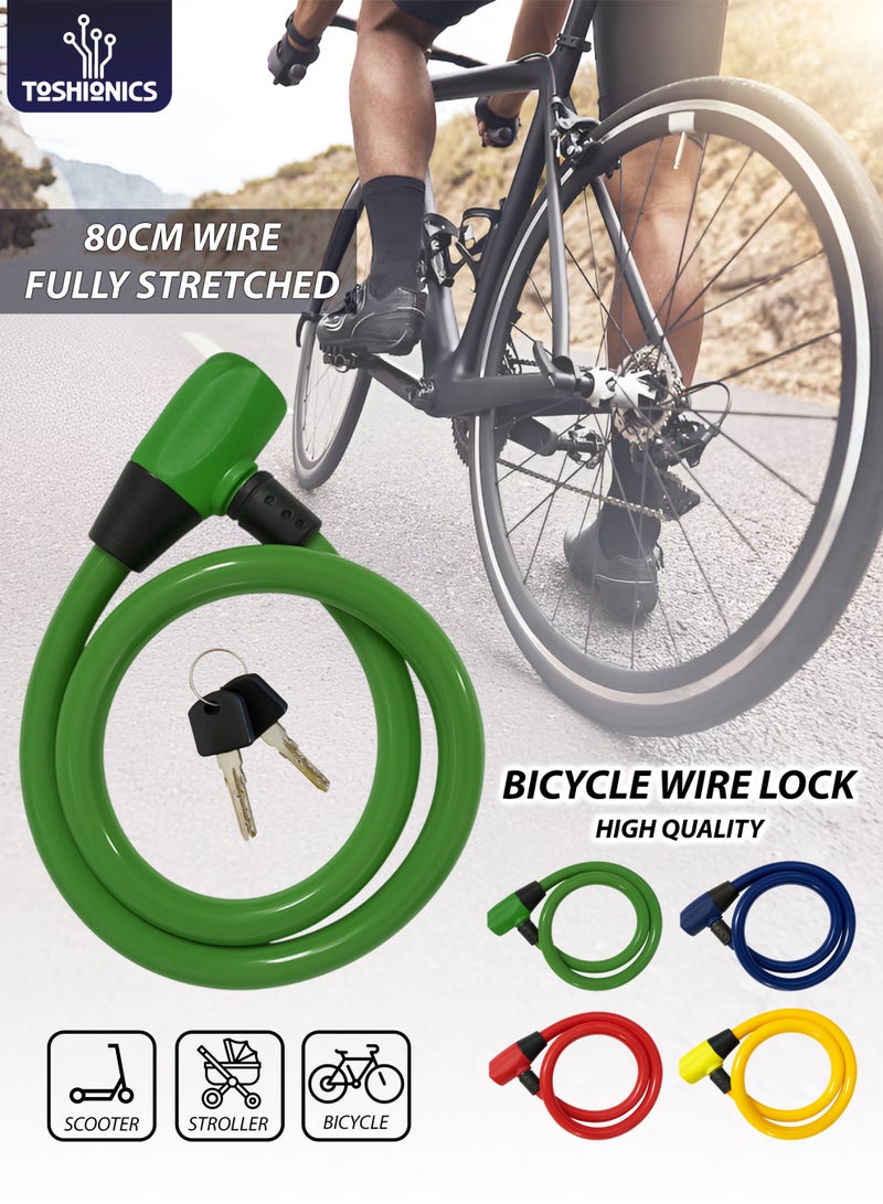 Toshionics Heavy Duty 80cm Bicycle Lock Cable Anti-Theft Security Bike Lock for Scooter, Cycle, Baby Stroller, E-Bike, Motorcycle, Gate & Outdoor Use Alloy Lock Buckle with HDPE Coated Steel Wire (T114631) - Image 1