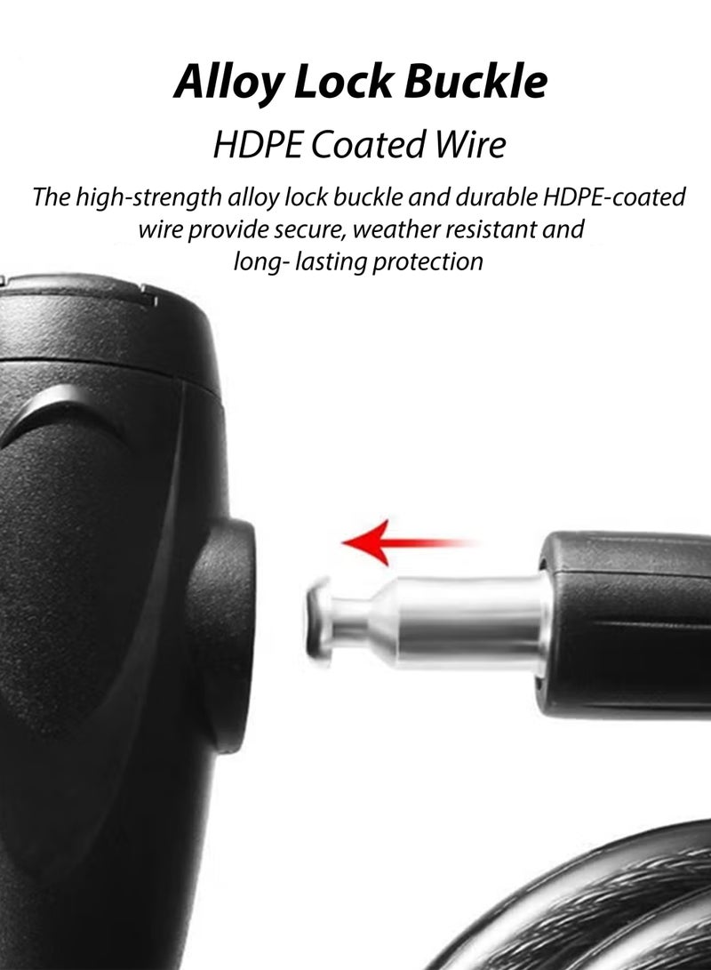 Toshionics Heavy Duty 80cm Bicycle Lock Cable Anti-Theft Security Bike Lock for Scooter, Cycle, Baby Stroller, E-Bike, Motorcycle, Gate & Outdoor Use Alloy Lock Buckle with HDPE Coated Steel Wire (T114631) - Image 3