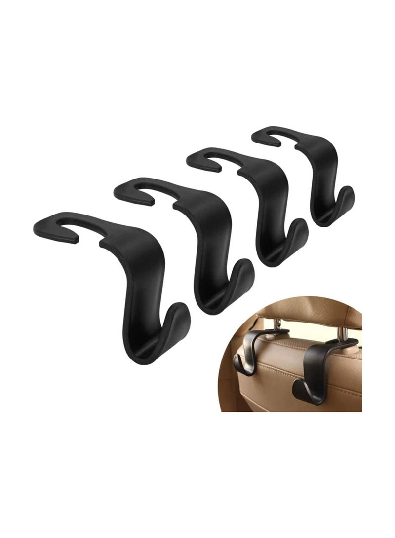 SYOSI Car Storage Hooks，Headrest Hooks 4Pack Car Seat Hanger Hook  Organizer Plastic Storage Holder for Groceries Bag Handbag Purse (Black) - Image 1