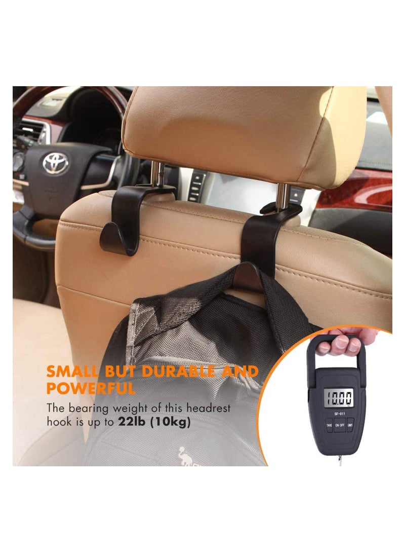 SYOSI Car Storage Hooks，Headrest Hooks 4Pack Car Seat Hanger Hook  Organizer Plastic Storage Holder for Groceries Bag Handbag Purse (Black) - Image 4