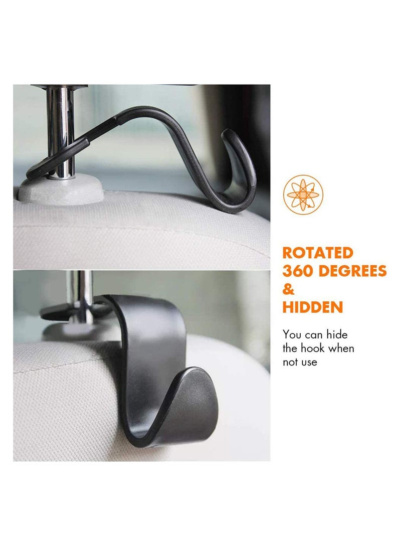 SYOSI Car Storage Hooks，Headrest Hooks 4Pack Car Seat Hanger Hook  Organizer Plastic Storage Holder for Groceries Bag Handbag Purse (Black) - Image 2