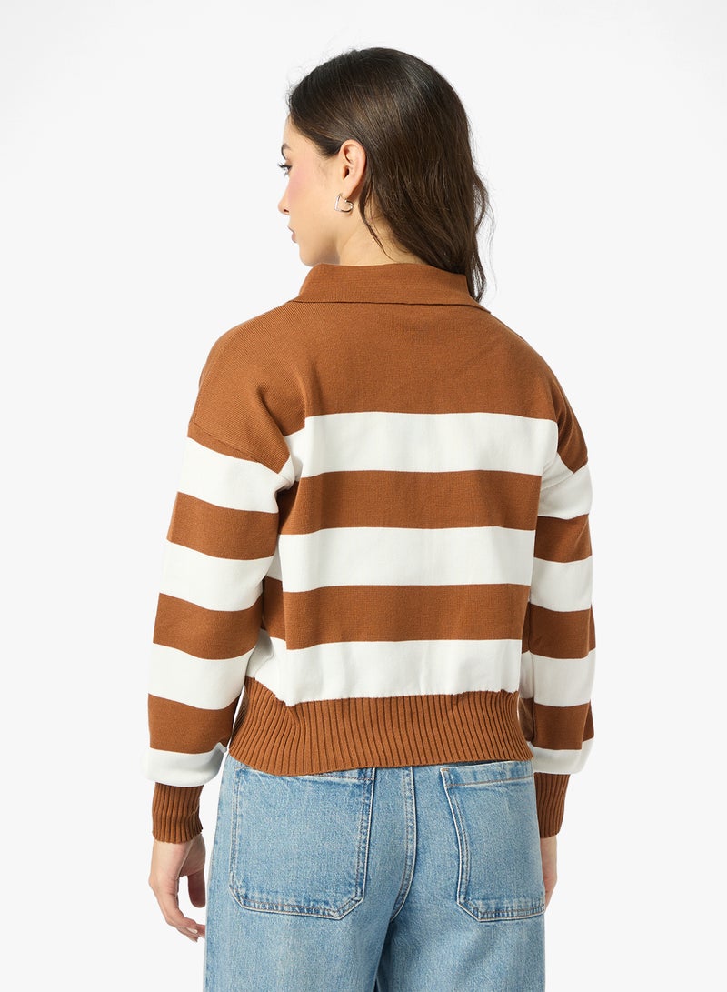 Ginger Zip Up Stripe Cardigan - Image 2