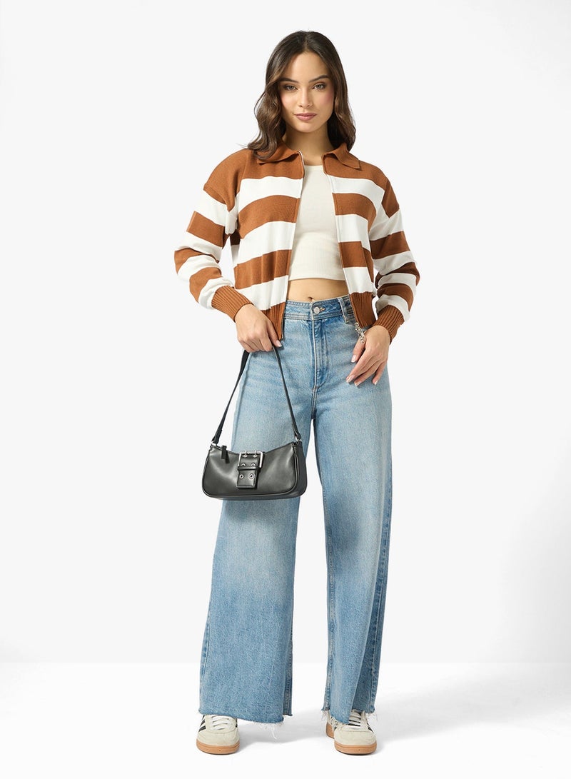 Ginger Zip Up Stripe Cardigan - Image 4