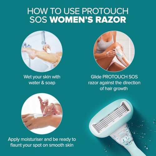 PROTOUCH SOS Women Razor | Painless & One Stroke Hair Removal Razor | 5-Blade Technology | Flexible Head for Flexible Shave | All Skin Types - Image 3