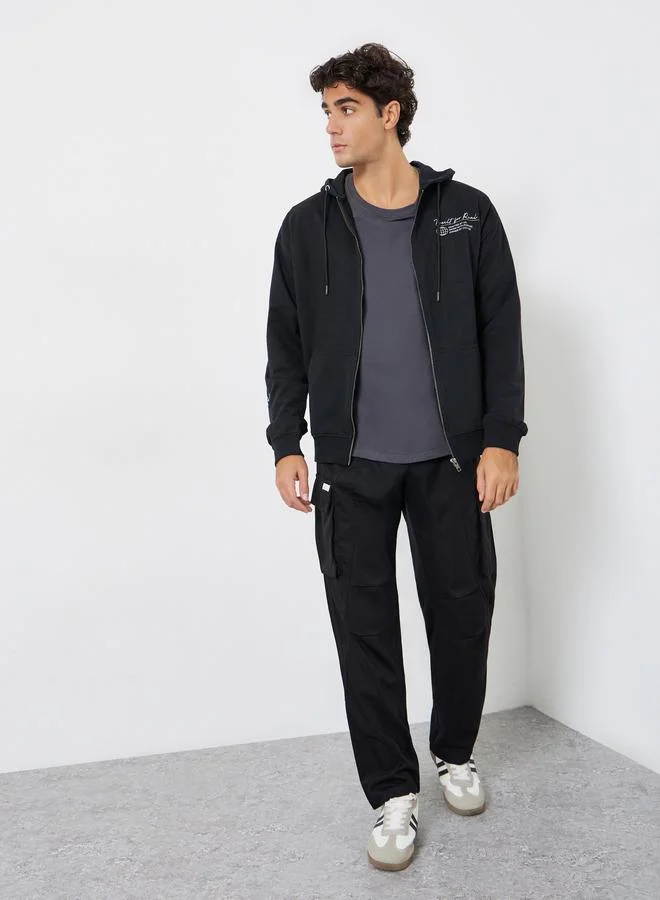 Styli Eco Earth Relaxed Fit Printed Zip-Up Hoodie