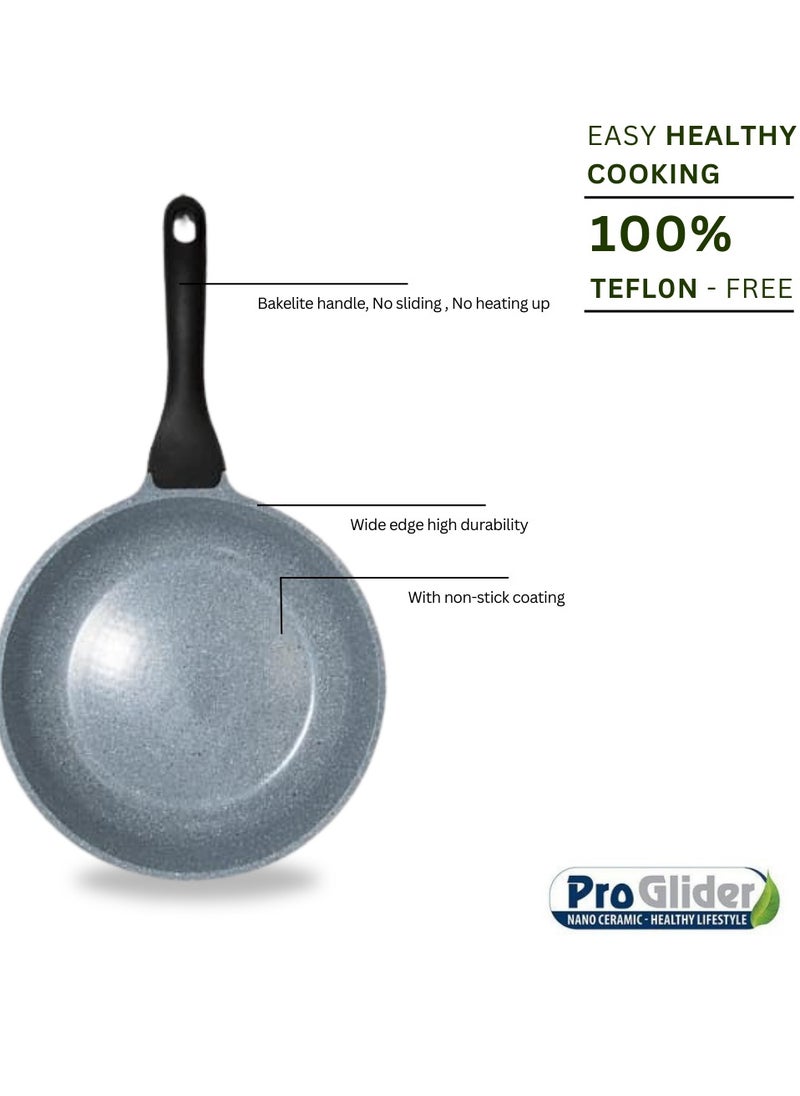 Danish Design Ceramic Coated Fry Pan- Non-Stick, PTFE & PFOA Free - Scratch Resistant, Durable Design - TUV Certified - Induction Ready, Even Heat Distribution, Oven Safe for Healthy & Effortless Cooking (28 CM)