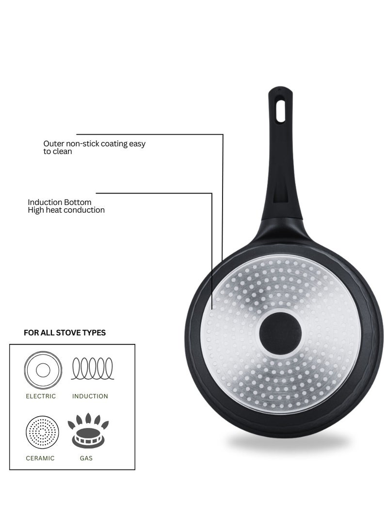 Danish Design Ceramic Coated Fry Pan- Non-Stick, PTFE & PFOA Free - Scratch Resistant, Durable Design - TUV Certified - Induction Ready, Even Heat Distribution, Oven Safe for Healthy & Effortless Cooking (28 CM)