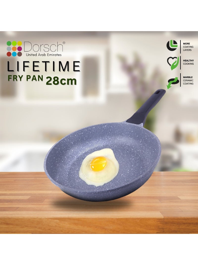 Danish Design Ceramic Coated Fry Pan- Non-Stick, PTFE & PFOA Free - Scratch Resistant, Durable Design - TUV Certified - Induction Ready, Even Heat Distribution, Oven Safe for Healthy & Effortless Cooking (28 CM)
