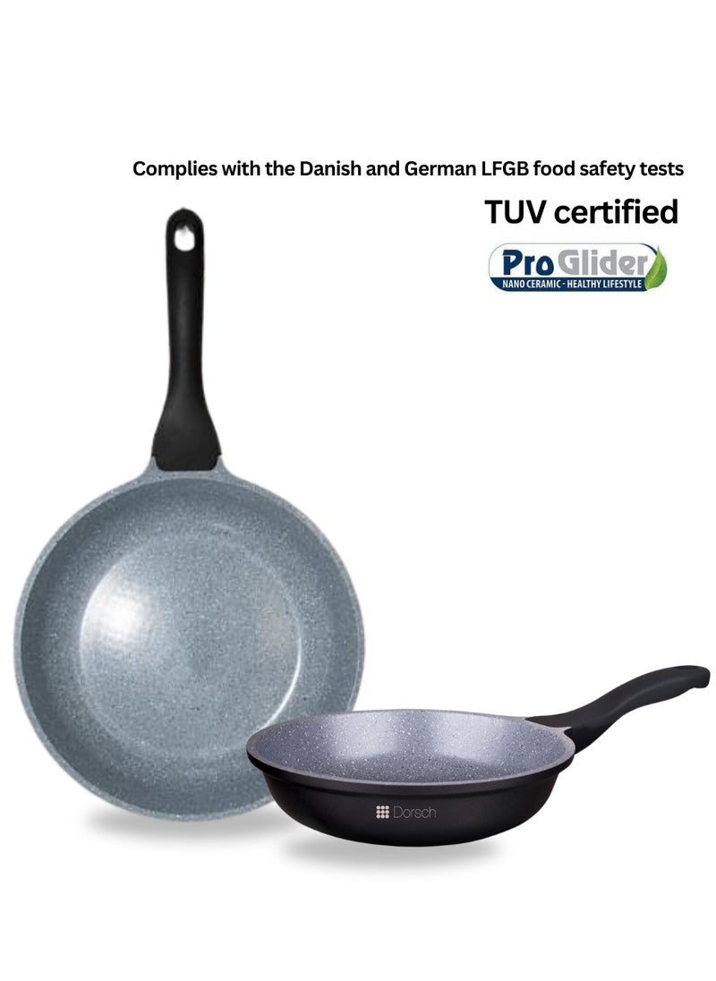 Danish Design Ceramic Coated Fry Pan- Non-Stick, PTFE & PFOA Free - Scratch Resistant, Durable Design - TUV Certified - Induction Ready, Even Heat Distribution, Oven Safe for Healthy & Effortless Cooking (28 CM)