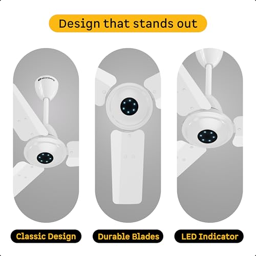atomberg Ikano 600mm BLDC Ceiling Fan with Remote | BEE 5 star | High Air Delivery | LED Speed Indicator | Low Noise | Timeless Design with Power Saving | 3 Year Warranty| Gloss White - Image 2