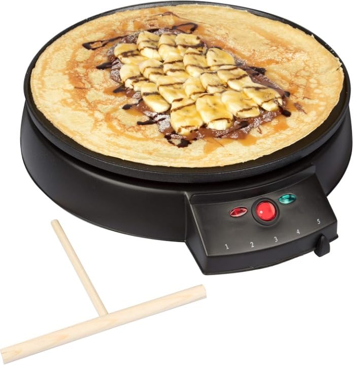 Derovan 12″ Non-Stick Electric Crepe Maker & Griddle – Includes Wooden Batter Spreader & Recipe Guide, 5 Adjustable Heat Settings - Image 4