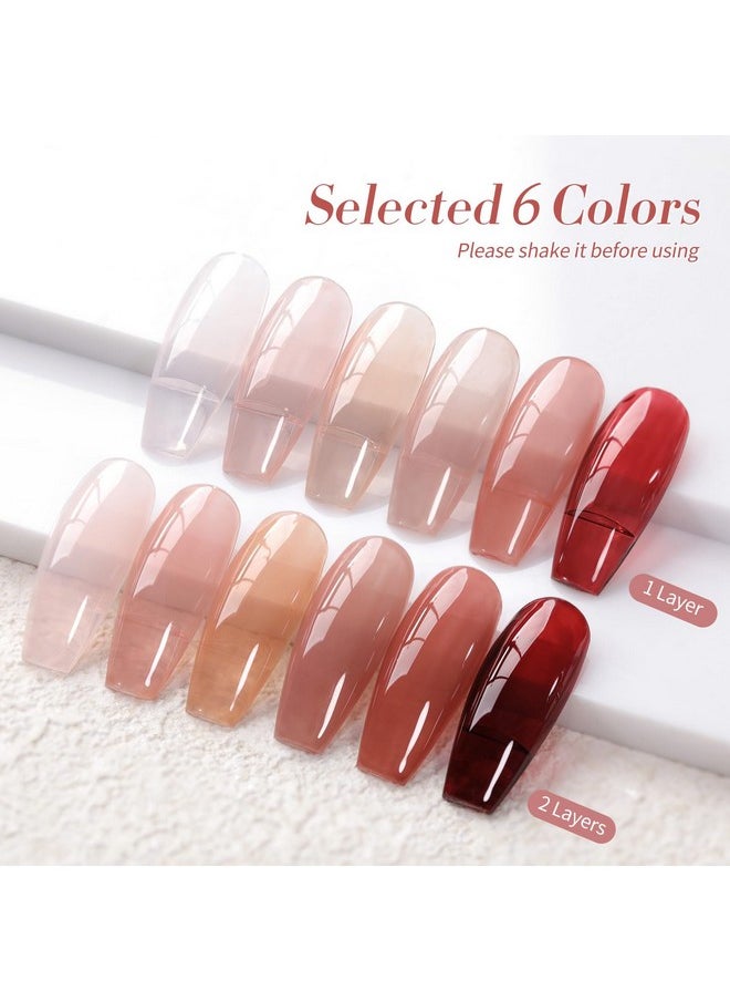 Born Pretty - Born Pretty Jelly Gel Nail Polish Set Burgundy Wine Red Gel Polish Crystal Transparent Gel Polish Kit Nail Art Varnish Manicure Collection Christmas Valentine's Day Gift Set 7ML 6PCS - Image 1