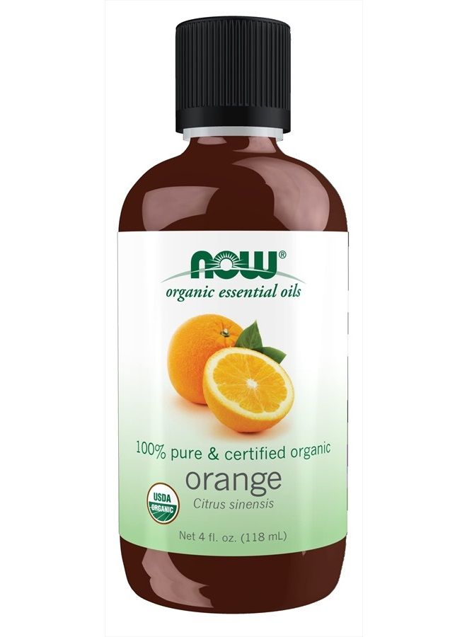 now Essential Oils, Organic Orange Oil, Uplifting Aromatherapy Scent, Cold Pressed, 100% Pure, Vegan, Child Resistant Cap, 4-Ounce - Image 1