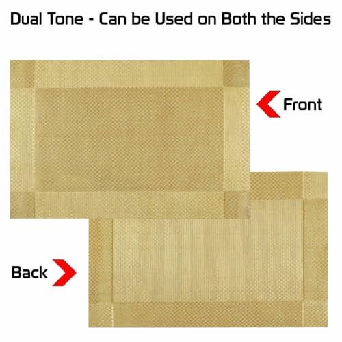 TASKHOUSE Table Runner Non-Slip, Durable PVC Woven Vinyl, Stain Resistant for Kitchen, Dining Table, Bedroom (Gold, Pack of 2) - Image 3