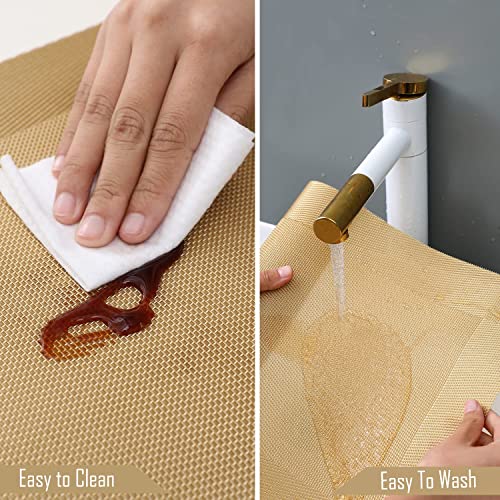 TASKHOUSE Table Runner Non-Slip, Durable PVC Woven Vinyl, Stain Resistant for Kitchen, Dining Table, Bedroom (Gold, Pack of 2) - Image 5