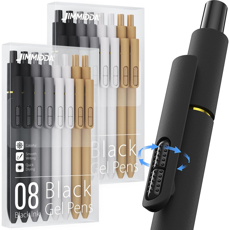 JIMMIDDA 16Pcs Black Gel Pens - 0.7mm Medium Point Black Ink Pens | Smooth Writing - Quick Drying Retractable Pen for Men Women (Classic - 16Pcs) - Image 1