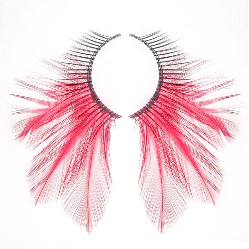 Dorisue Red Eyelashes Accent Feather Lashes - Natural-to-Bold Red Gradient Eyelashes for Retro & Vampire Cosplay - Image 4