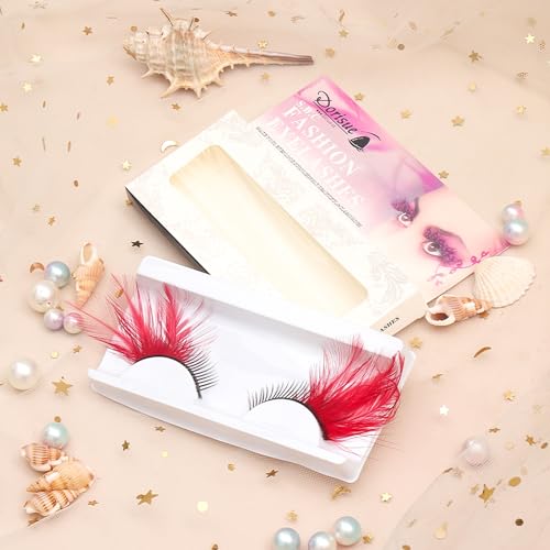 Dorisue Red Eyelashes Accent Feather Lashes - Natural-to-Bold Red Gradient Eyelashes for Retro & Vampire Cosplay - Image 5