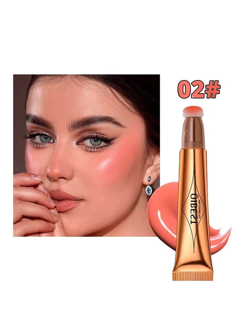 QiBest Highlighter and Blusher with Cushion Applicator Attached Easy to Blend Long Lasting & Smooth Natural Matte Finish Lightweight Super Silky Cream Contour Face Illuminator Makeup Stick No.02  - Image 1