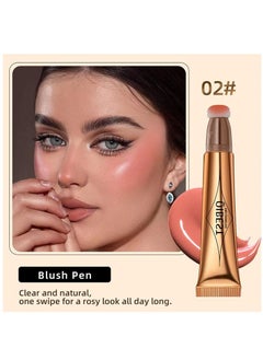QiBest Highlighter and Blusher with Cushion Applicator Attached Easy to Blend Long Lasting & Smooth Natural Matte Finish Lightweight Super Silky Cream Contour Face Illuminator Makeup Stick No.02  - Image 2